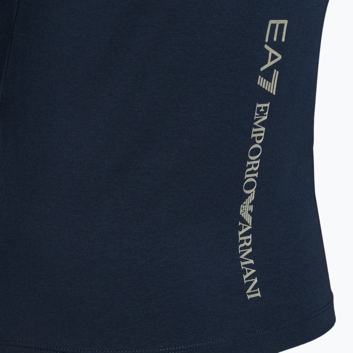 Women's EA7 Emporio Armani Train Shiny navy blue/logo light gold T-shirt 4