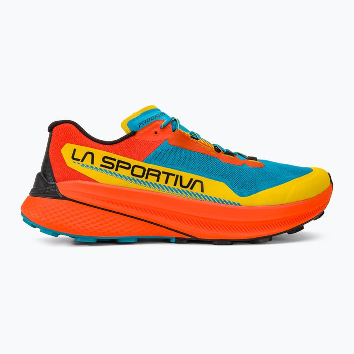 La Sportiva Prodigio men's running shoes tropical blue/cherry tomato 2