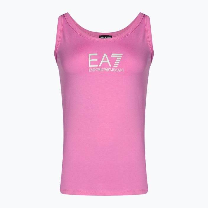 Women's tank top EA7 Emporio Armani Train Shiny cyclamen/logo aqua