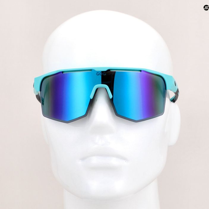 GOG Athena matt turquoise / black / polychromatic white-blue cycling glasses E508-2 9