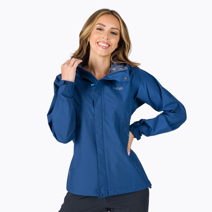 Rab Downpour Eco women's rain jacket blue QWG-83-NB-08