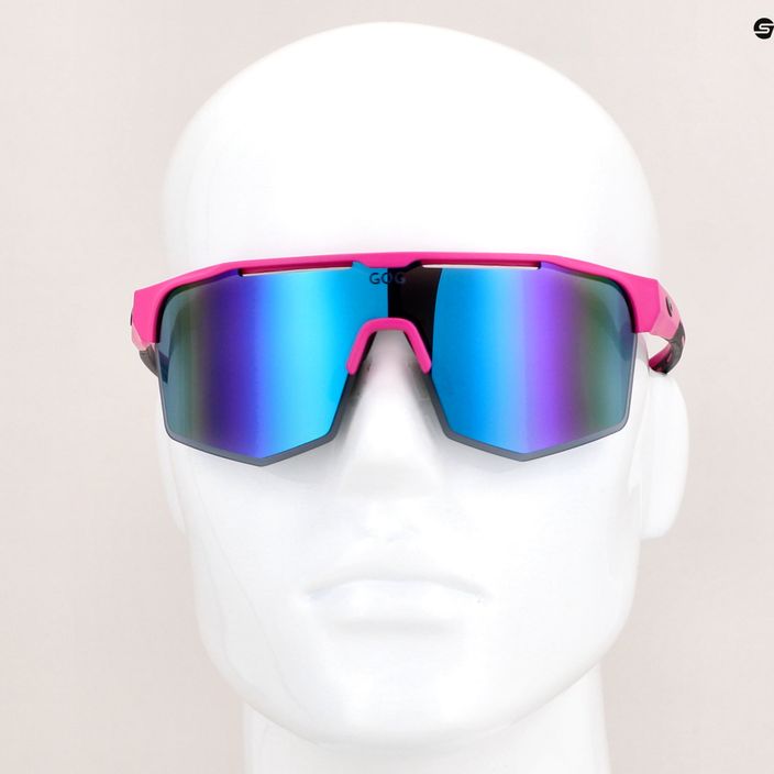 GOG Athena matt neon pink / black / polychromatic white-blue cycling glasses E508-3 9