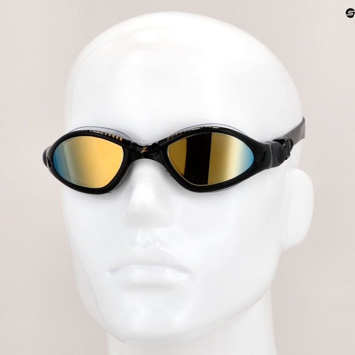 Zoggs Tiger LSR+ Titanium black/grey/mirror gold swimming goggles 461092 9