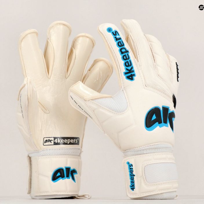 Children's goalkeeper gloves 4keepers Champ Aq Contact V Hb white and blue 11