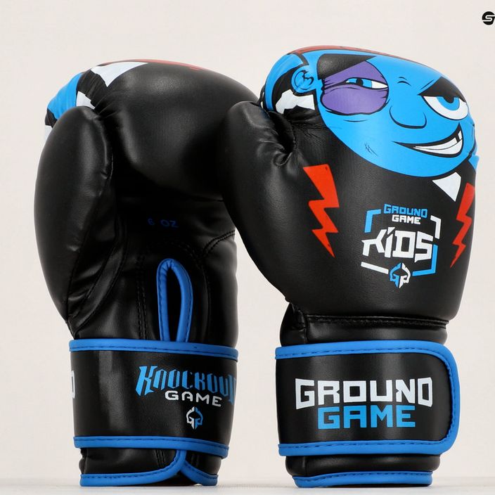 Ground Game Prodigy children's boxing gloves black and blue 13