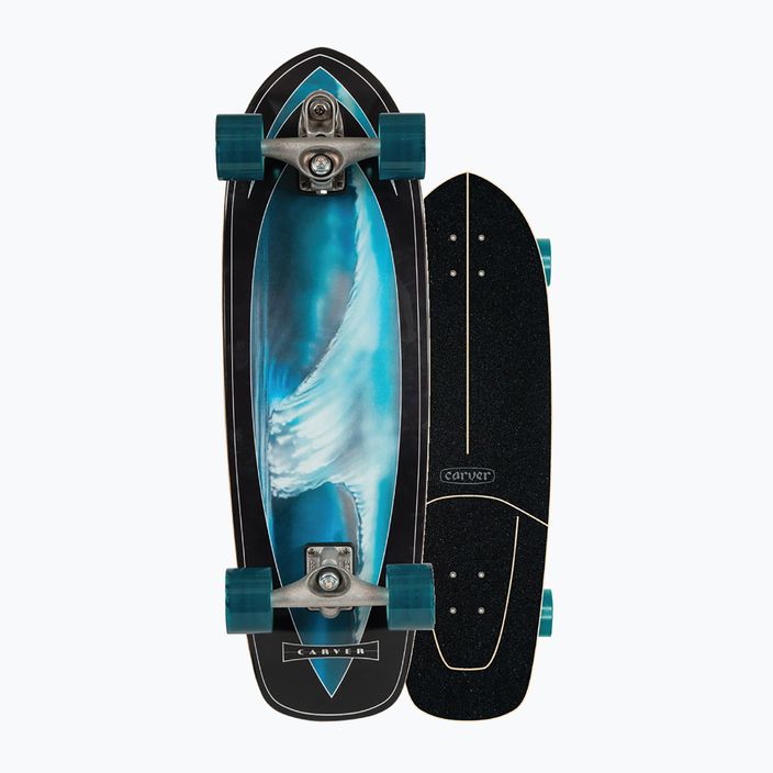 Carver C7 Raw 32" Super Surfer 2020 Complete surfskate skateboard black and blue 8