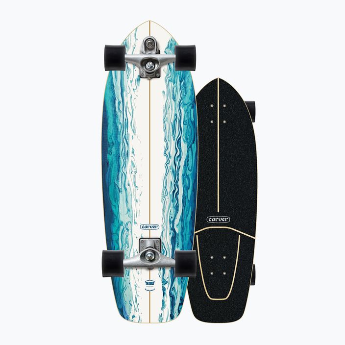 Surfskate skateboard Carver C7 Raw 31" Resin 2022 Complete blue and white C1013011135 8