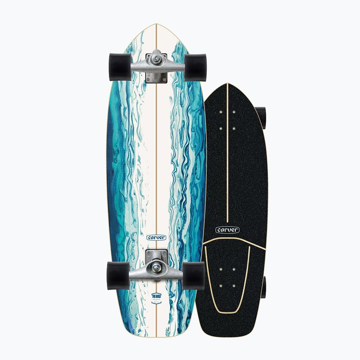 Surfskate skateboard Carver CX Raw 31" Resin 2022 Complete blue and white C1012011135 8