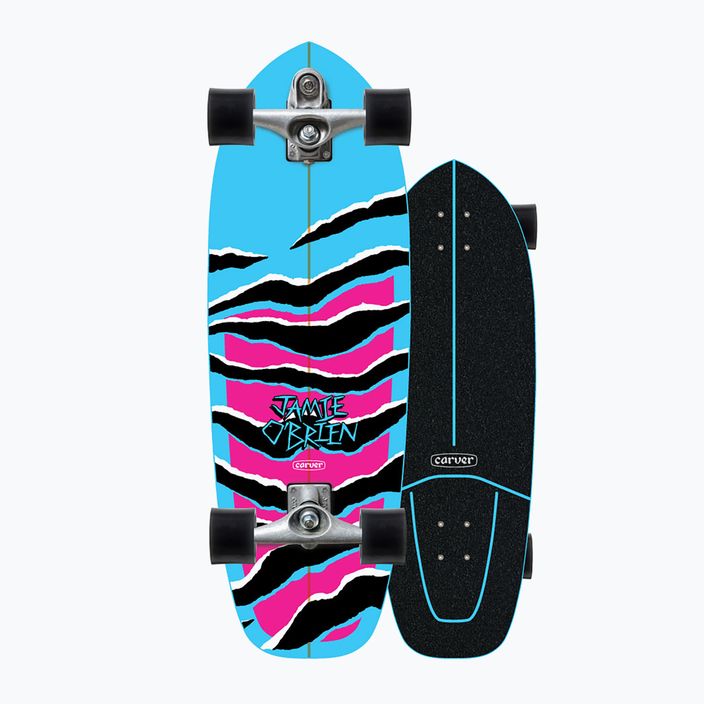 Surfskate skateboard Carver C7 Raw 31" JOB Blue Tiger 2022 Complete blue and pink C1013011140 8