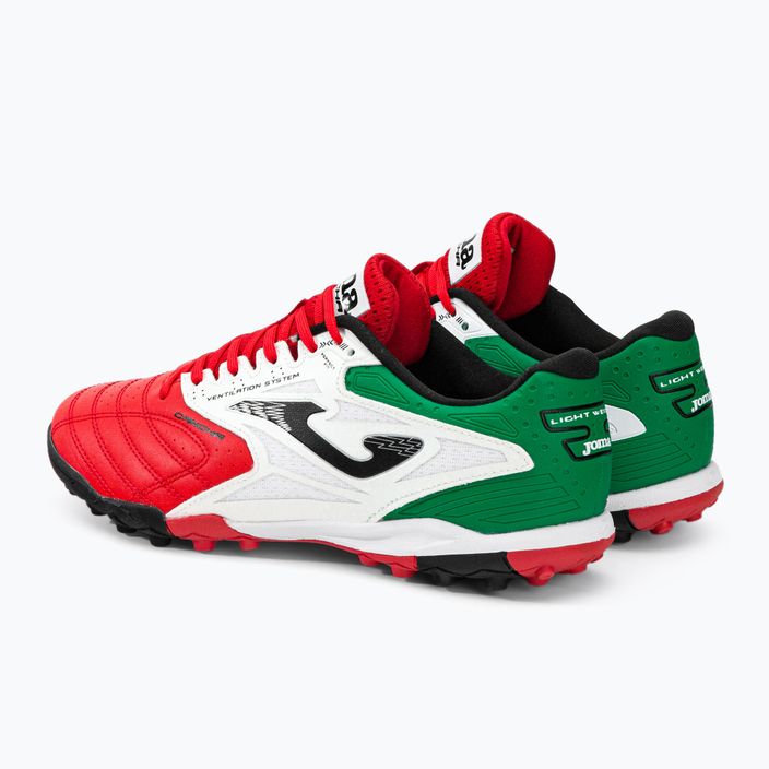 Men's Joma Cancha TF football boots red/white/green 3