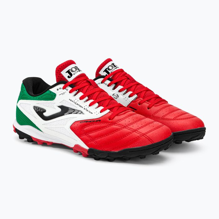 Men's Joma Cancha TF football boots red/white/green 4