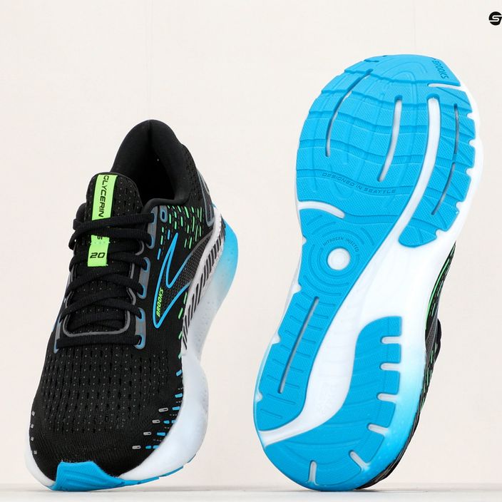 Brooks Glycerin GTS 20 men's running shoes black/hawaiian ocean/green 22