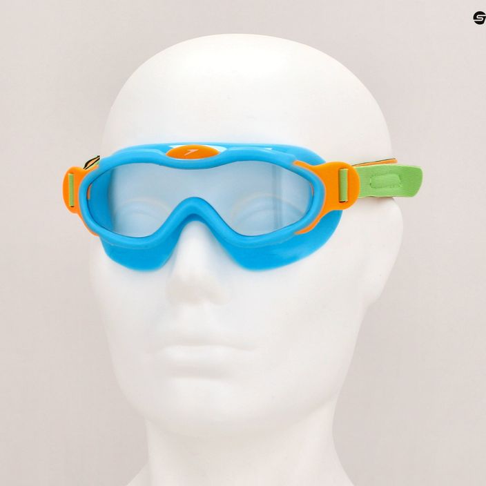 Speedo Sea Squad Children's Swim Mask Jr azure blue/fluo green/fluo orange/clear 8
