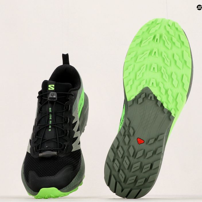 Men's running shoes Salomon Sense Ride 5 black/laurel wreath/green gecko 15