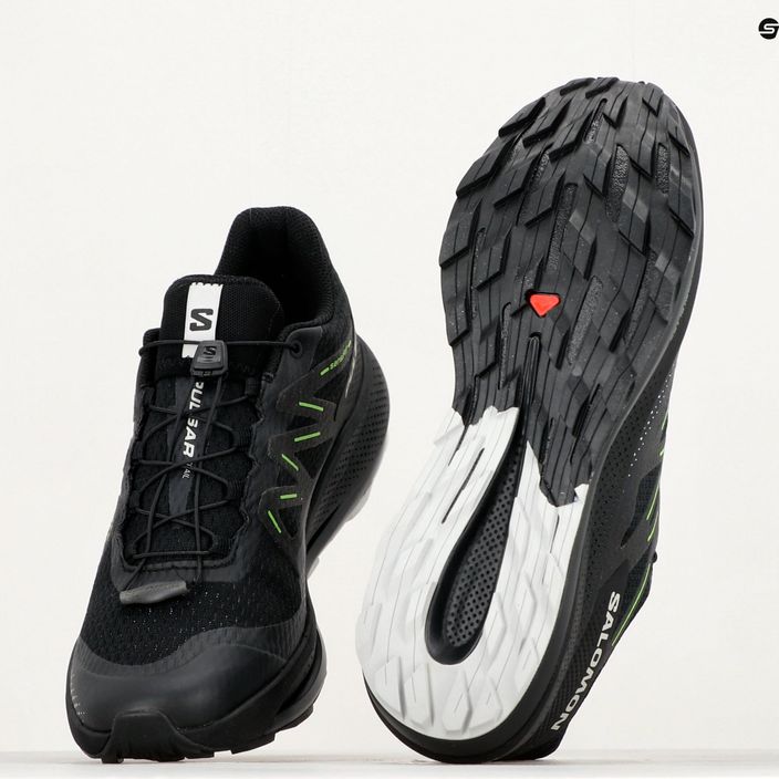 Men's Salomon Pulsar Trail running shoes black/black/green gecko 20
