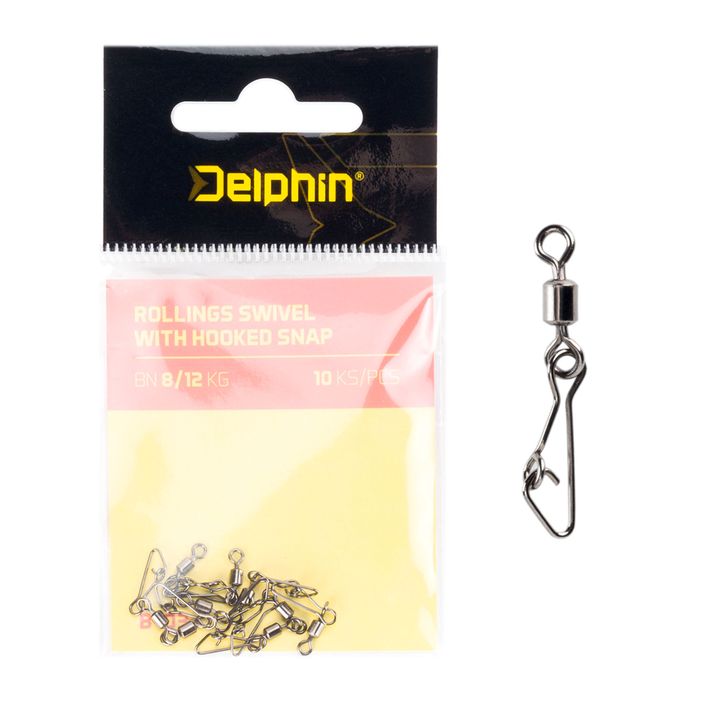 Delphin Spinning Rollings Swivel With Hooked Snap 10 pcs black 969B03004 2