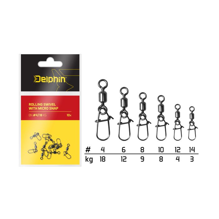 Delphin Spinning Rollings Swivel With Micro Snap 10 pcs black 969B05004 2