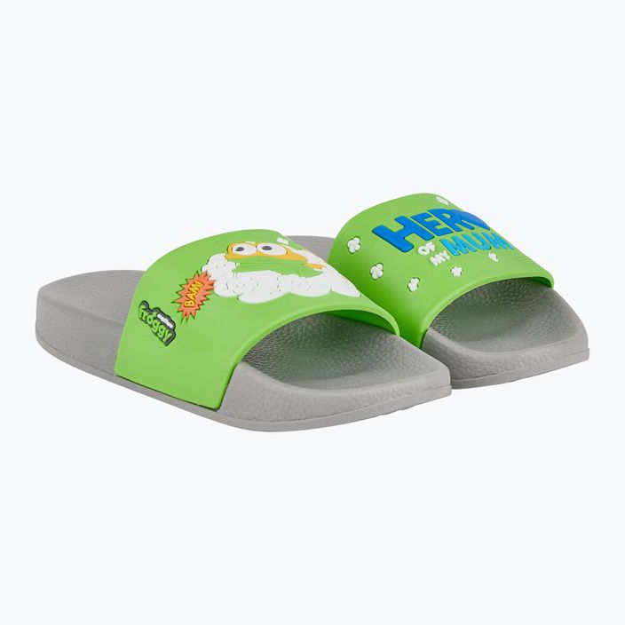 Coqui children's flip-flops Ruki mid. grey/apple green hero 8