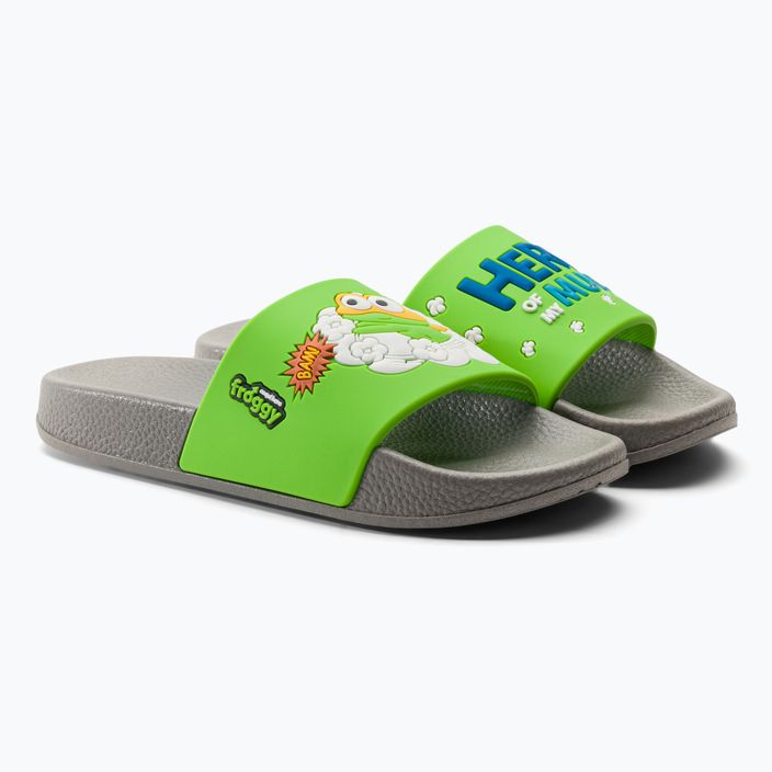 Coqui children's flip-flops Ruki mid. grey/apple green hero 4