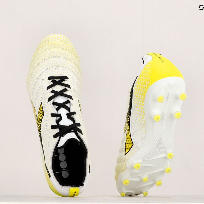 Men's Diadora Brasil Elite GR LT LP12 white/black/fluo yellow football boots 12