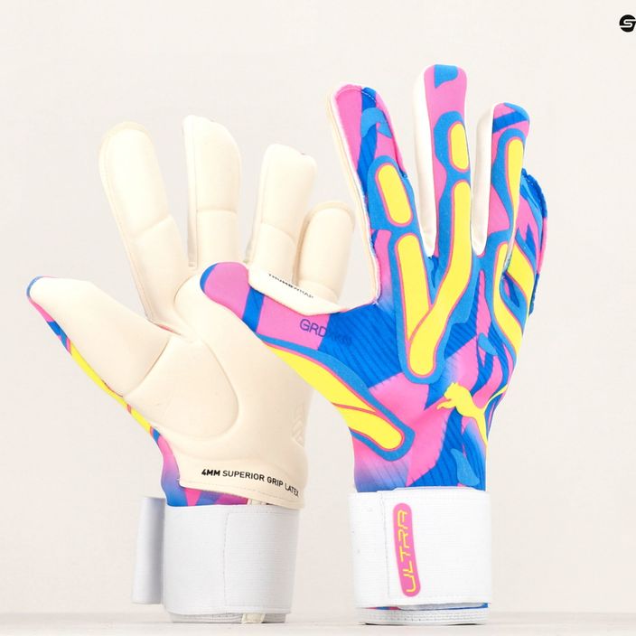 PUMA Ultra Ultimate Energy Hybrid goalkeeper glove ultra blue/yellow alert/luminous pink 8