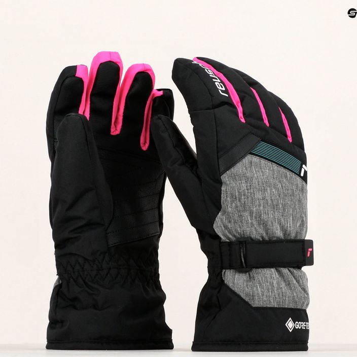 Reusch Flash Gore-Tex children's ski gloves black/black melange/pink glo 11