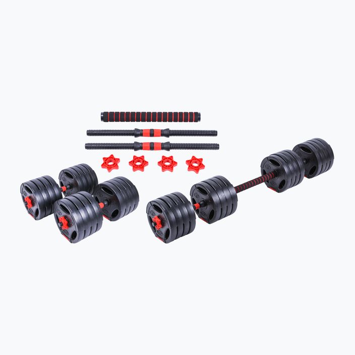 Pure2Improve Hybrid Dumbell/Barbell dumbbells with barbell function 40kg black/red P2I202360