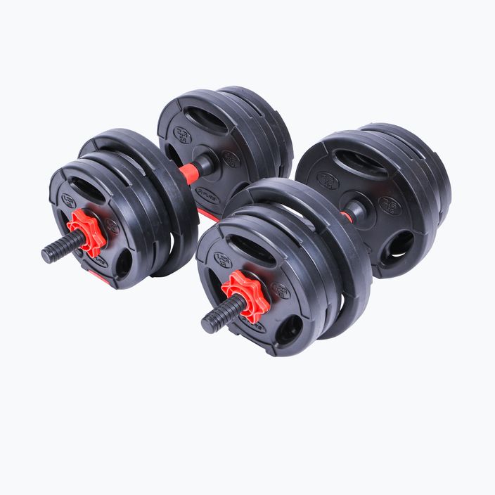 Pure2Improve Hybrid Dumbell/Barbell 20kg dumbbells with barbell function black and red P2I202340 2