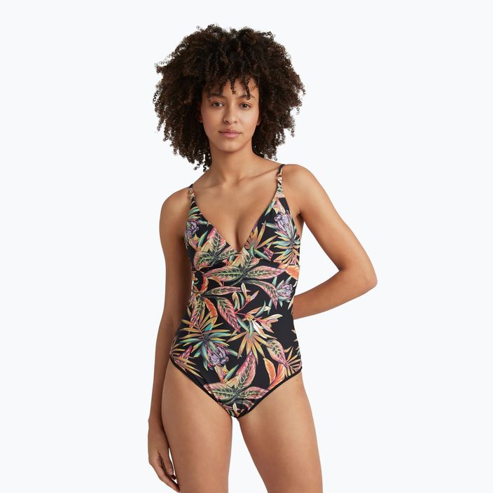 Women's one-piece swimsuit O'Neill Sunset black tropical flower 3