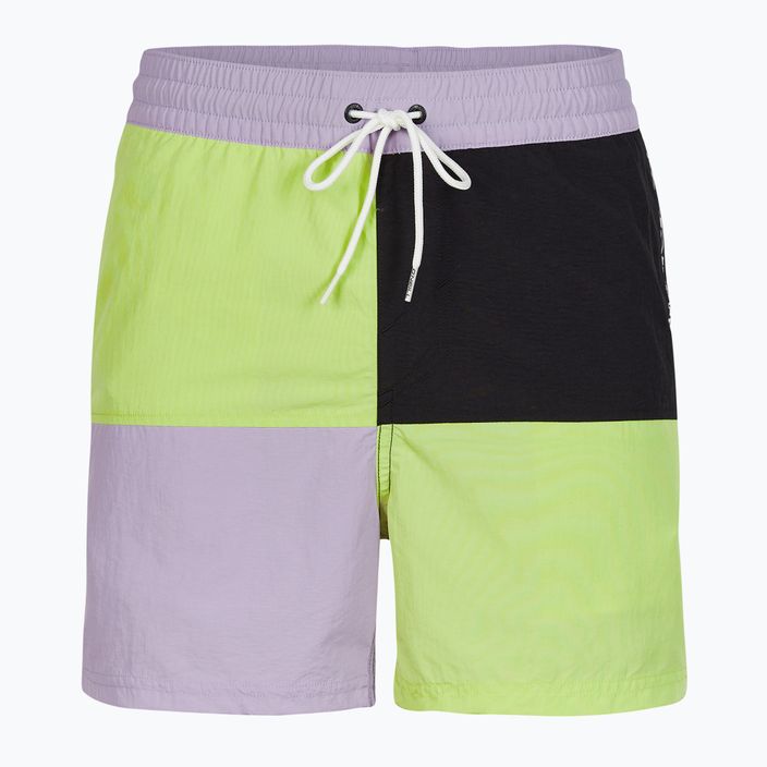 Men's O'Neill Wilder Colorblock 16'' sunny lime color block swim shorts