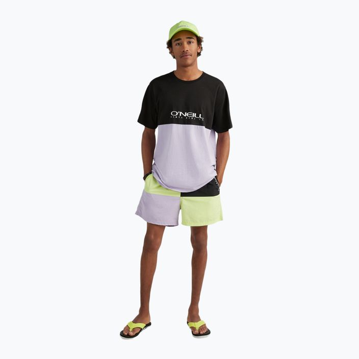 Men's O'Neill Wilder Colorblock 16'' sunny lime color block swim shorts 7
