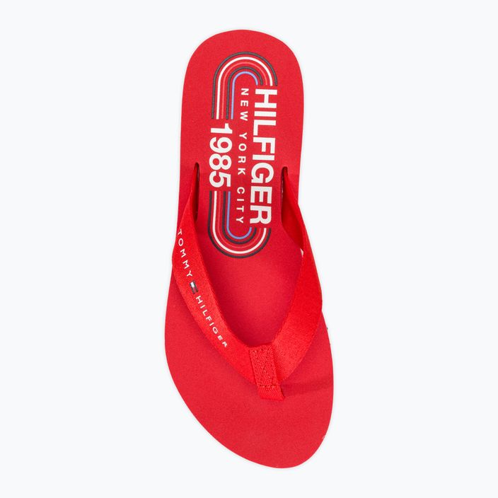 Tommy Hilfiger women's flip flops Global Stripes Flat Beach Sandal fierce red 5