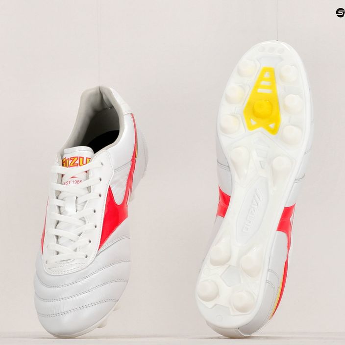 Men's Mizuno Morelia II Elite MD football boots white/flery coral2/bolt2 14