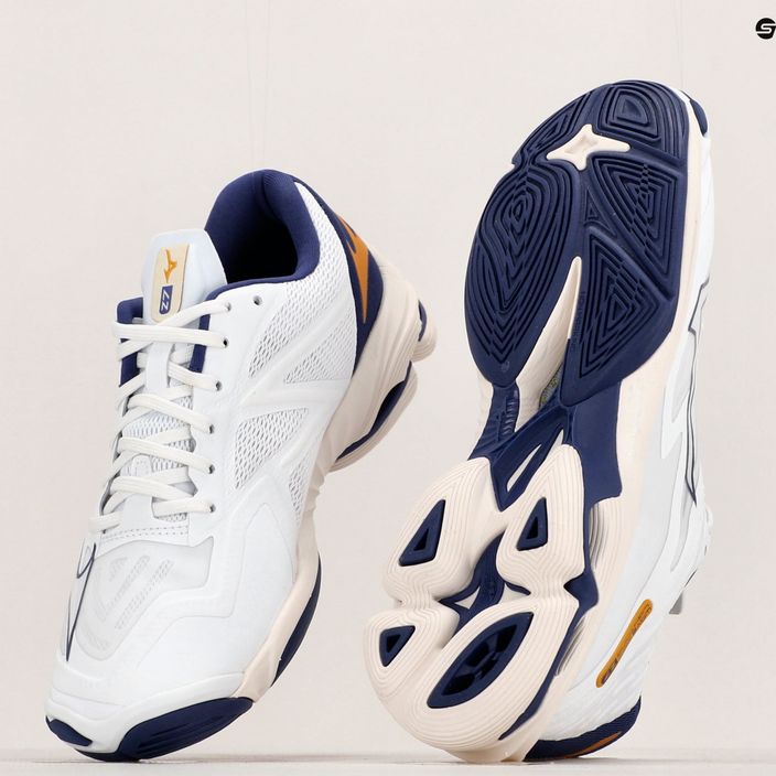 Men's volleyball shoes Mizuno Wave Lightning Z7 white / blue ribbon / mp gold 10