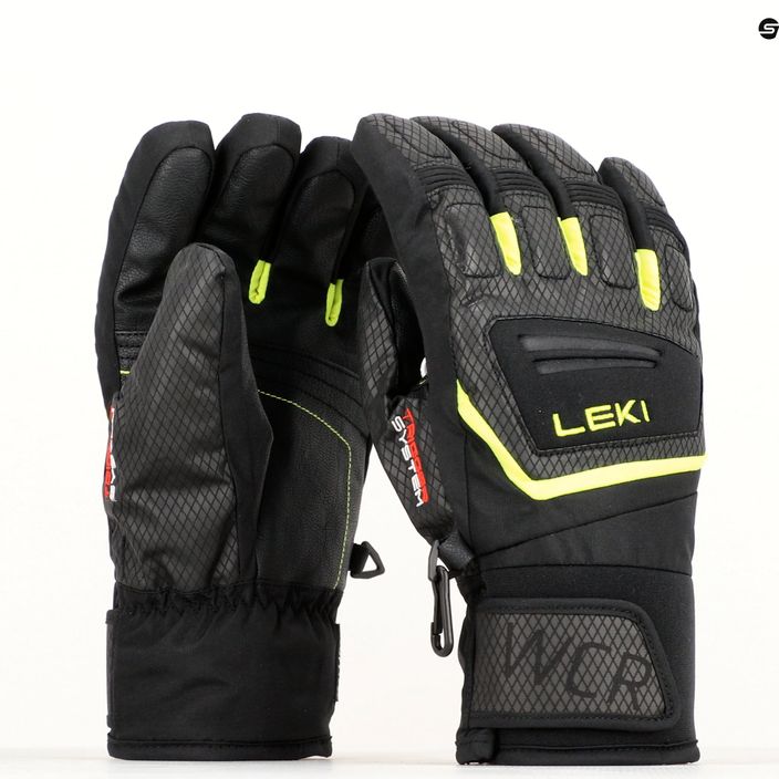 LEKI WCR Team 3D Junior ski gloves black ice/lemon 10