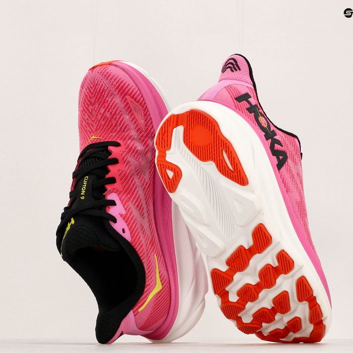 Women's running shoes HOKA Clifton 9 raspberry/strawberry 10