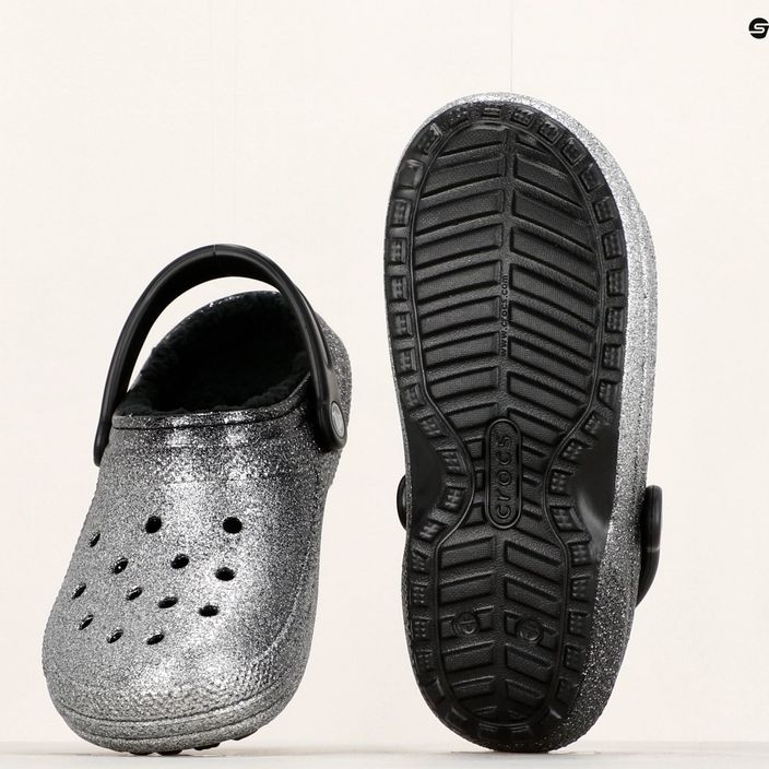 Crocs Classic Glitter Lined Clog black/silver flip-flops 9