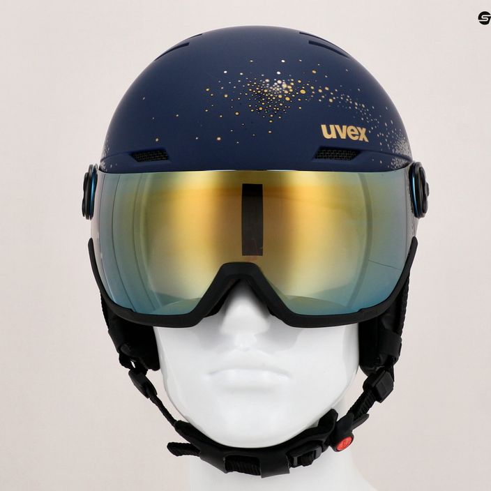Women's ski helmet UVEX Wanted Visor WE fleece sparkles/gold matt/mirror gold smoke 11