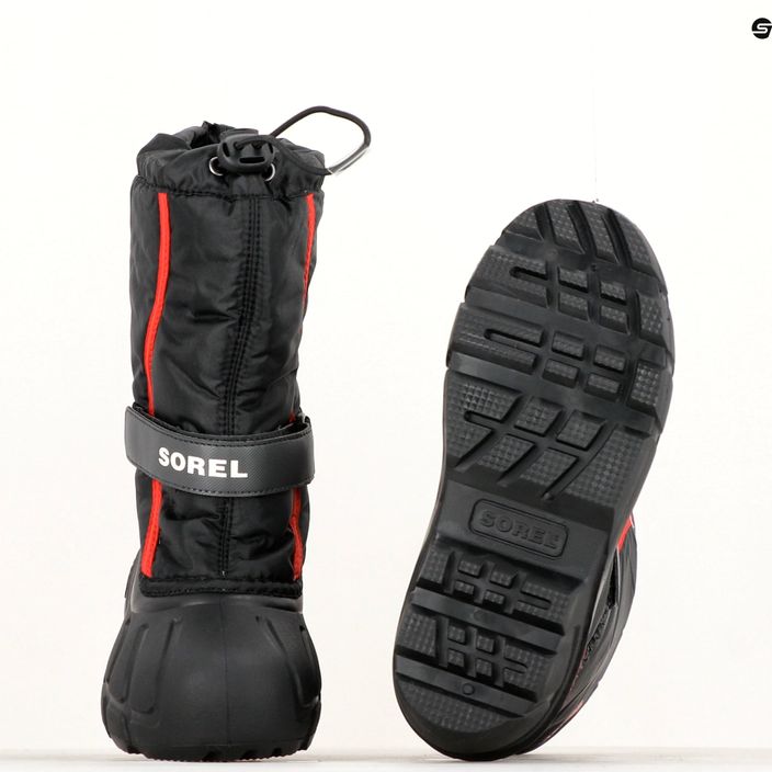 Sorel Flurry Dtv black/bright red junior snow boots 15