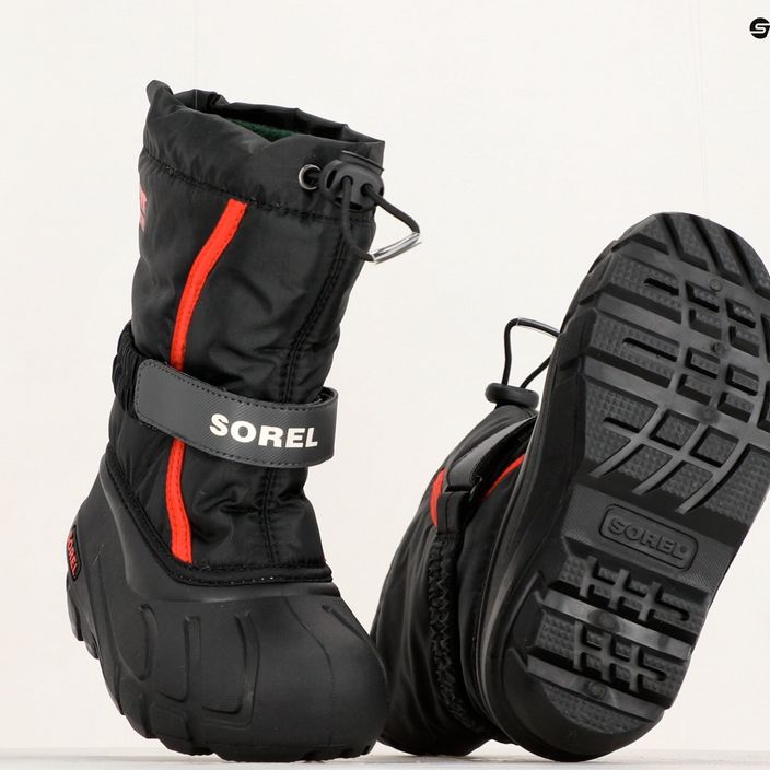 Sorel Flurry Dtv children's snow boots black/bright red 15