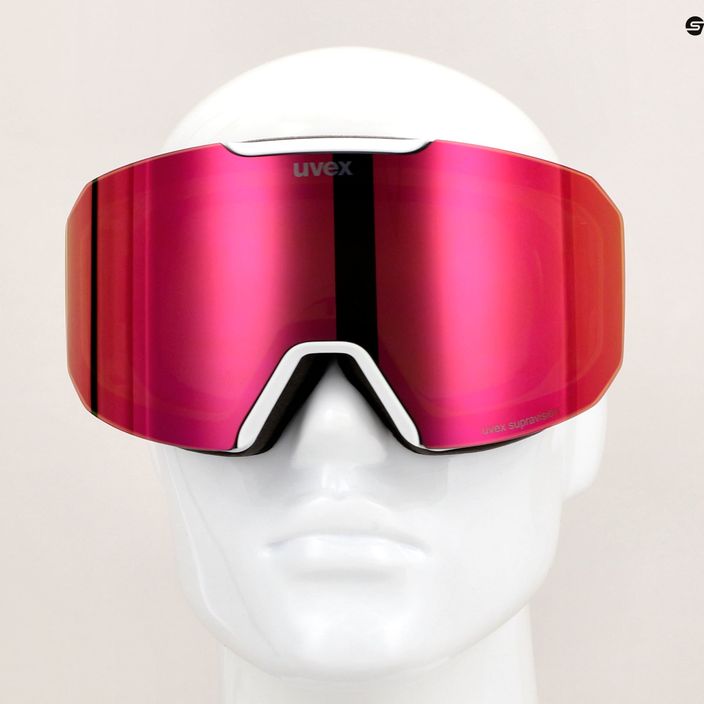 UVEX Evidnt Attract We CV S2 ski goggles white matt/mirror rose/contr green/clear 11