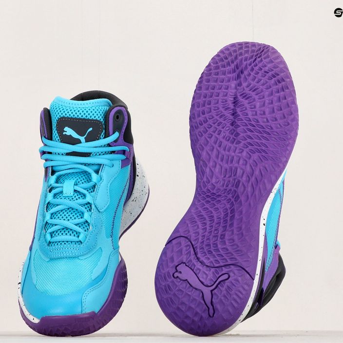 Men's basketball shoes PUMA Playmaker Pro Mid purple glimmer/bright aqua/strong gray/white 16