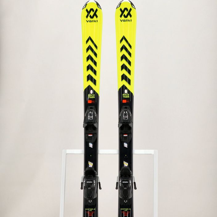 Children's downhill skis Völkl Racetiger Junior Yellow + 7.0 VMotion Jr yellow/black 9