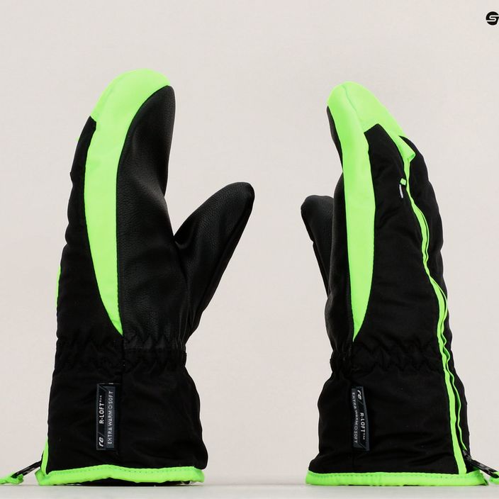 Children's ski glove Reusch Ben Mitten black/neon green 10