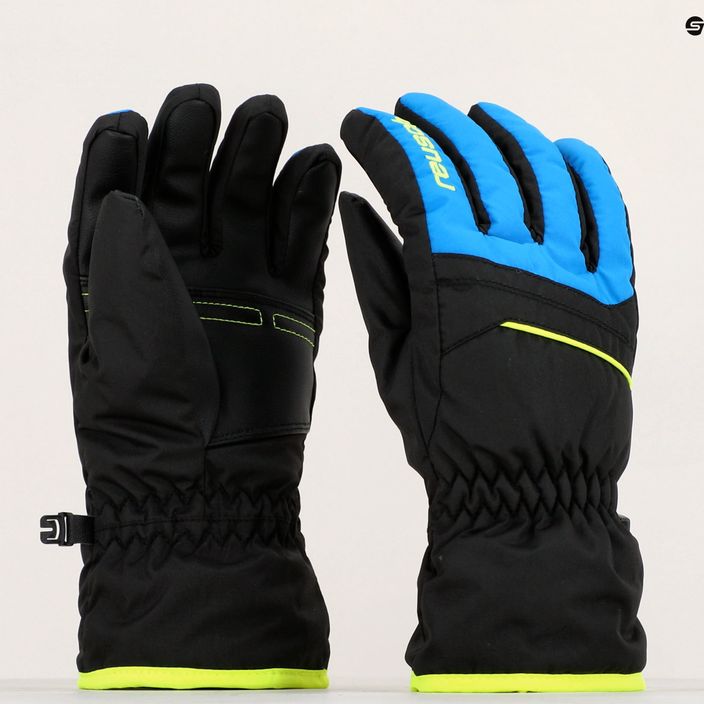Children's ski glove Reusch Alan black/brilliant blue/safety yellow 10