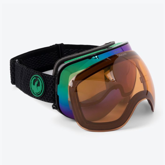 DRAGON X2 split/lumalens green ion/lumalens amber ski goggles 28631/7728333 5