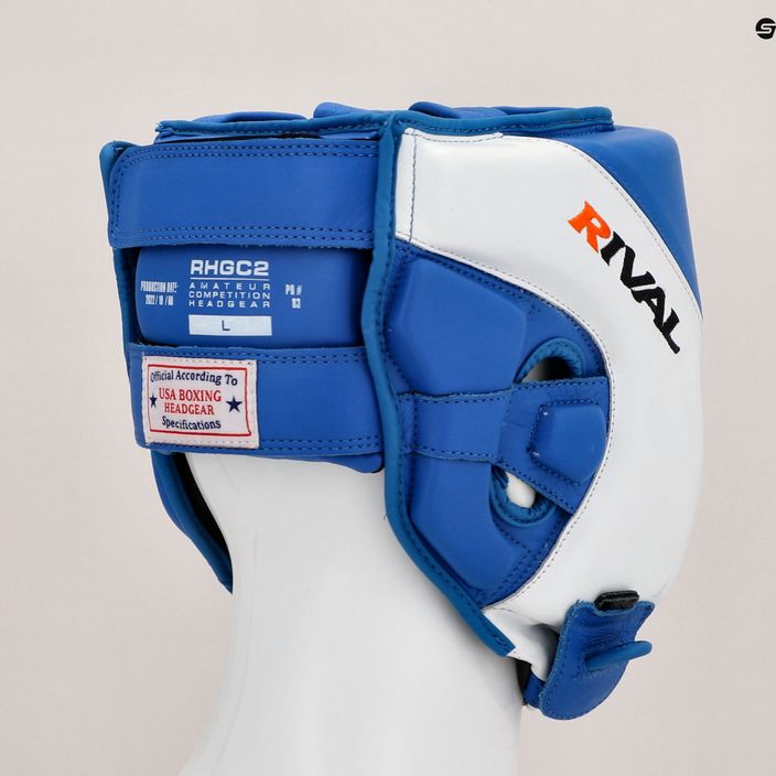 Rival Amateur competition boxing helmet headgear blue/white 12