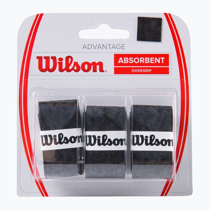 Wilson Advantage Overgrip tennis racket wraps 3 pcs black WRZ4033BK+
