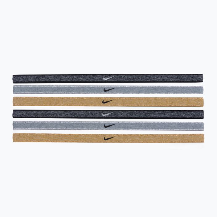 Nike Swoosh Sport Metalic headbands 6 pcs grey-gold N1002008-097 2