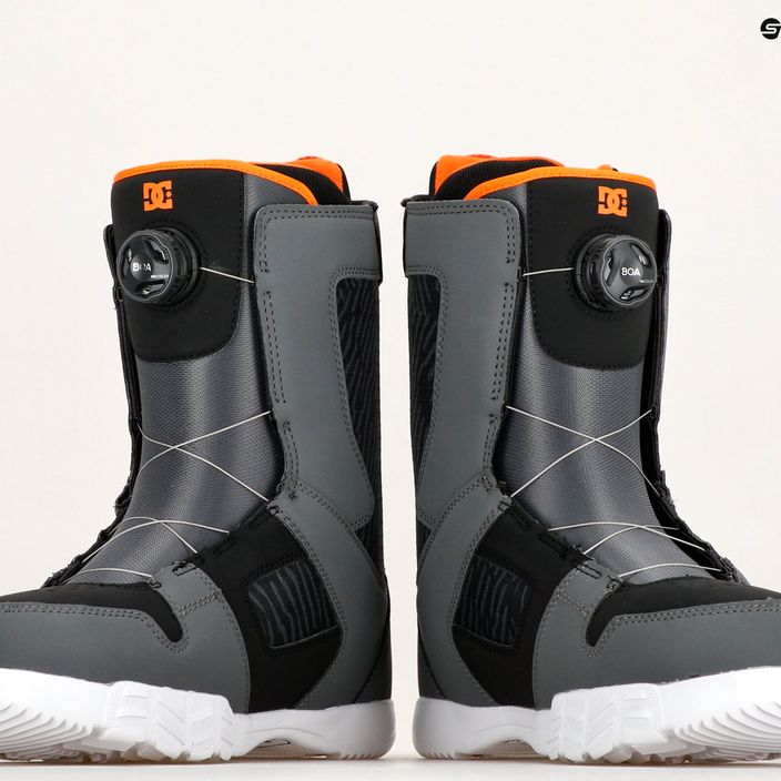 Men's DC Phase Boa grey/black/orange snowboard boots 9